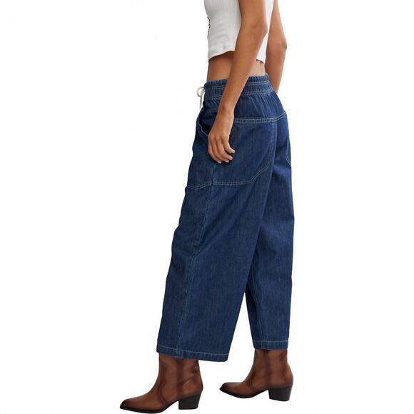 NEW FREE PEOPLE easy peasy pull on pants in dark blue - Picture 4 of 4